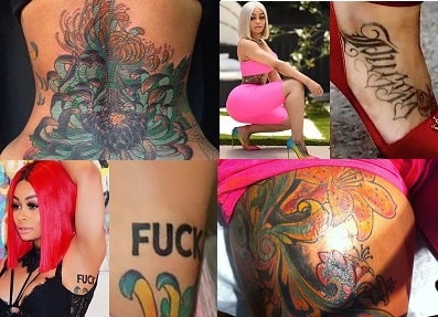 A picture of Four tattoos of Blac Chyna.